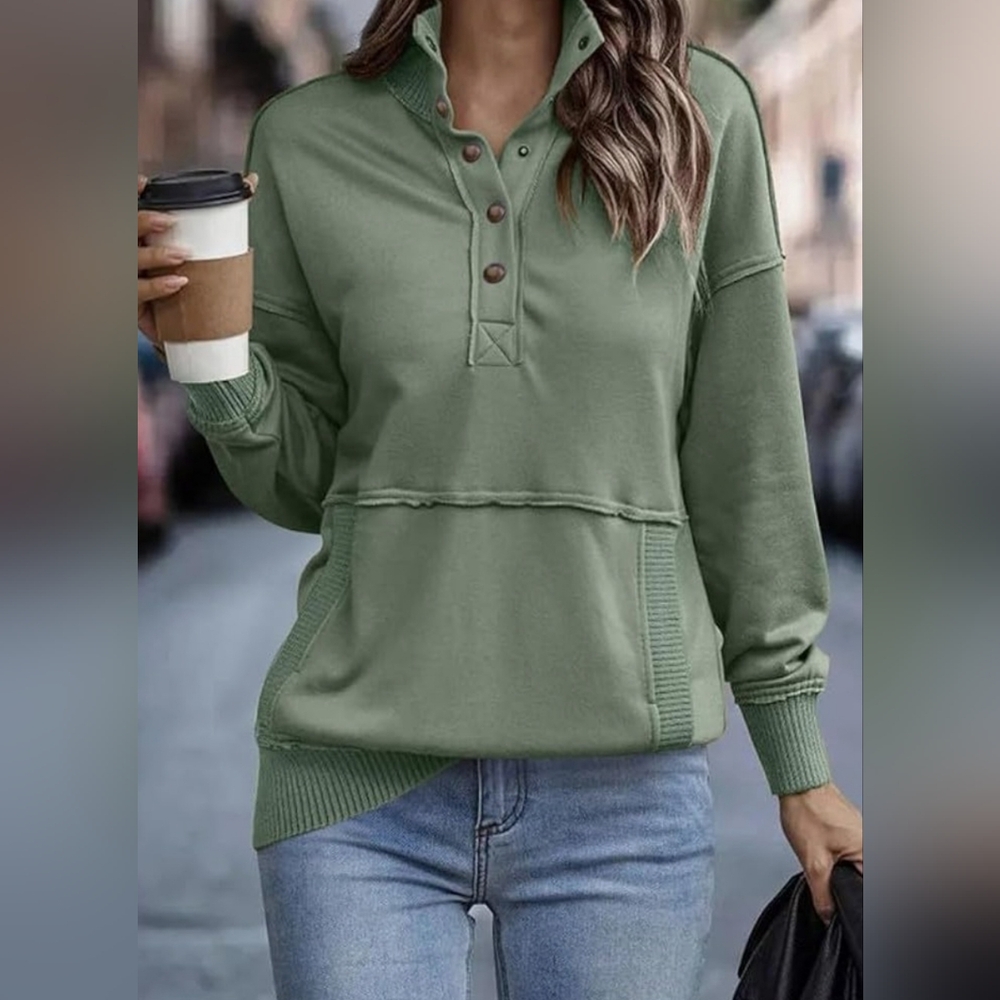 Shewin Womens Green Relaxed Pullover - Never Worn